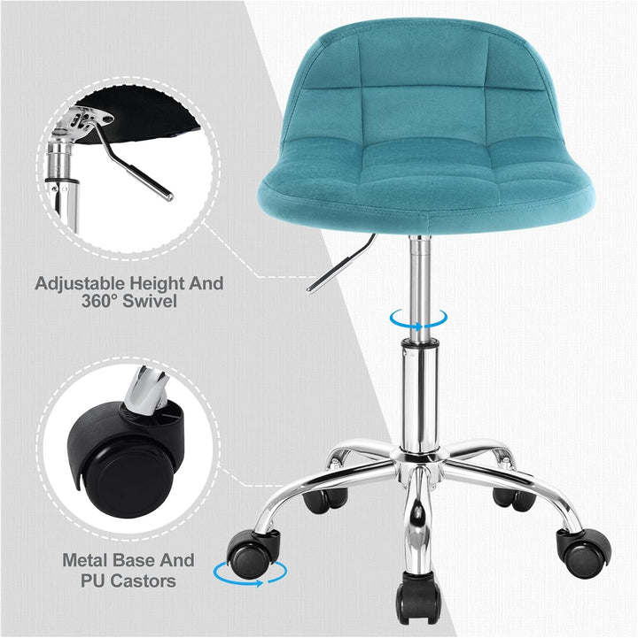 WOLTU Bürohocker mit Rollen, Schminktisch Stuhl höhenverstellbar, Rollrocker mit niedriger Rückenleh