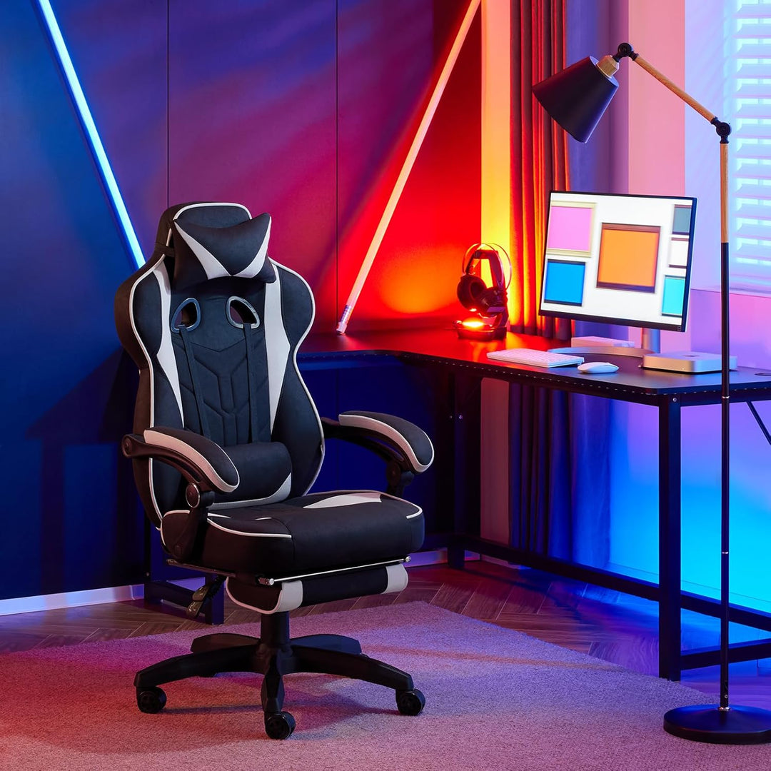 WOLTU Gaming Stuhl Stoff Atmungsaktiv Bürostuhl Gaming Chair Ergonomisch mit Lendenkissen, Gamer Stu