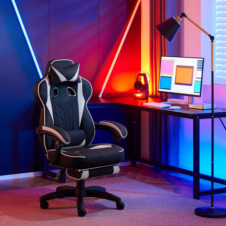 WOLTU Gaming Stuhl Stoff Atmungsaktiv Bürostuhl Gaming Chair Ergonomisch mit Lendenkissen, Gamer Stu