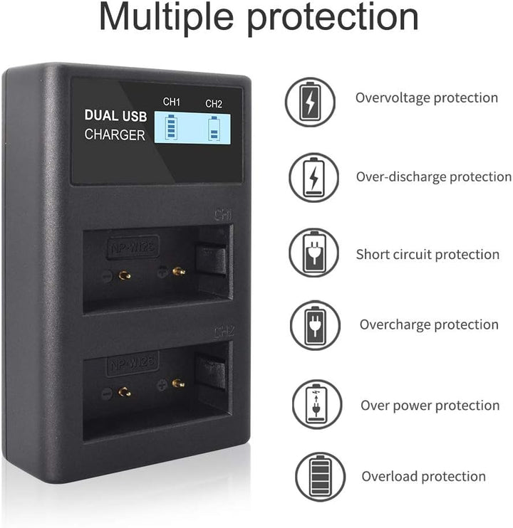 CITYORK 2er-Pack NP-W126 1200 mAh Ersatzakku und LCD-Ladegerät Kompatibel mit Fujifilm X100F, X100V,