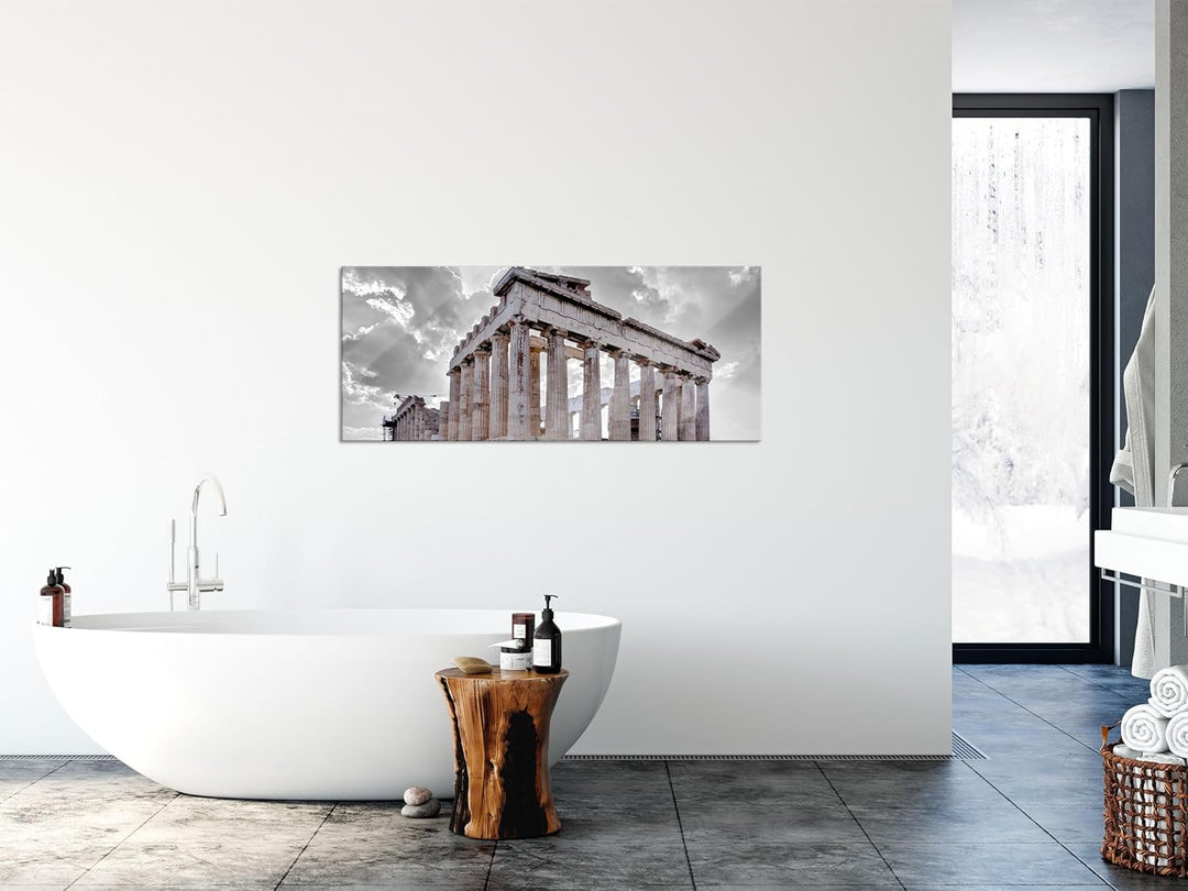 Glasbild Panorama | Wandbild aus Echtglas | Propyläe von Akropolis in Athen | 100x40 cm | inkl. Aufh
