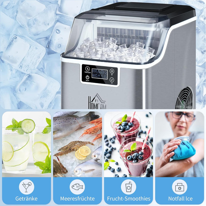 HOMCOM Eiswürfelmaschine 20 kg/24h 2,3 L Eiswürfelbereiter mit 3,2 L Wassetank Display Ice Cube Make