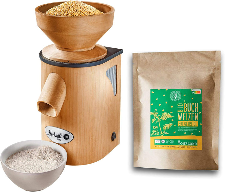 Getreidemühle Mockmill Lino 200 | Made in Germany | Edelkorund und Keramik Mahlstein | frisches Mehl