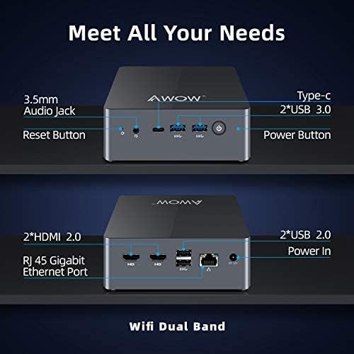 AWOW Mini PC Wi-10 Pro,Celeron J4125 mit 8GB DDR4/ NVMe M.2 256GB SSD 4K@60Hz, AK41 Desktopcomputer