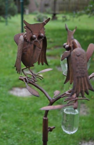 KUHEIGA Regenmesser Eulenduo Niederschlagsmesser Metall