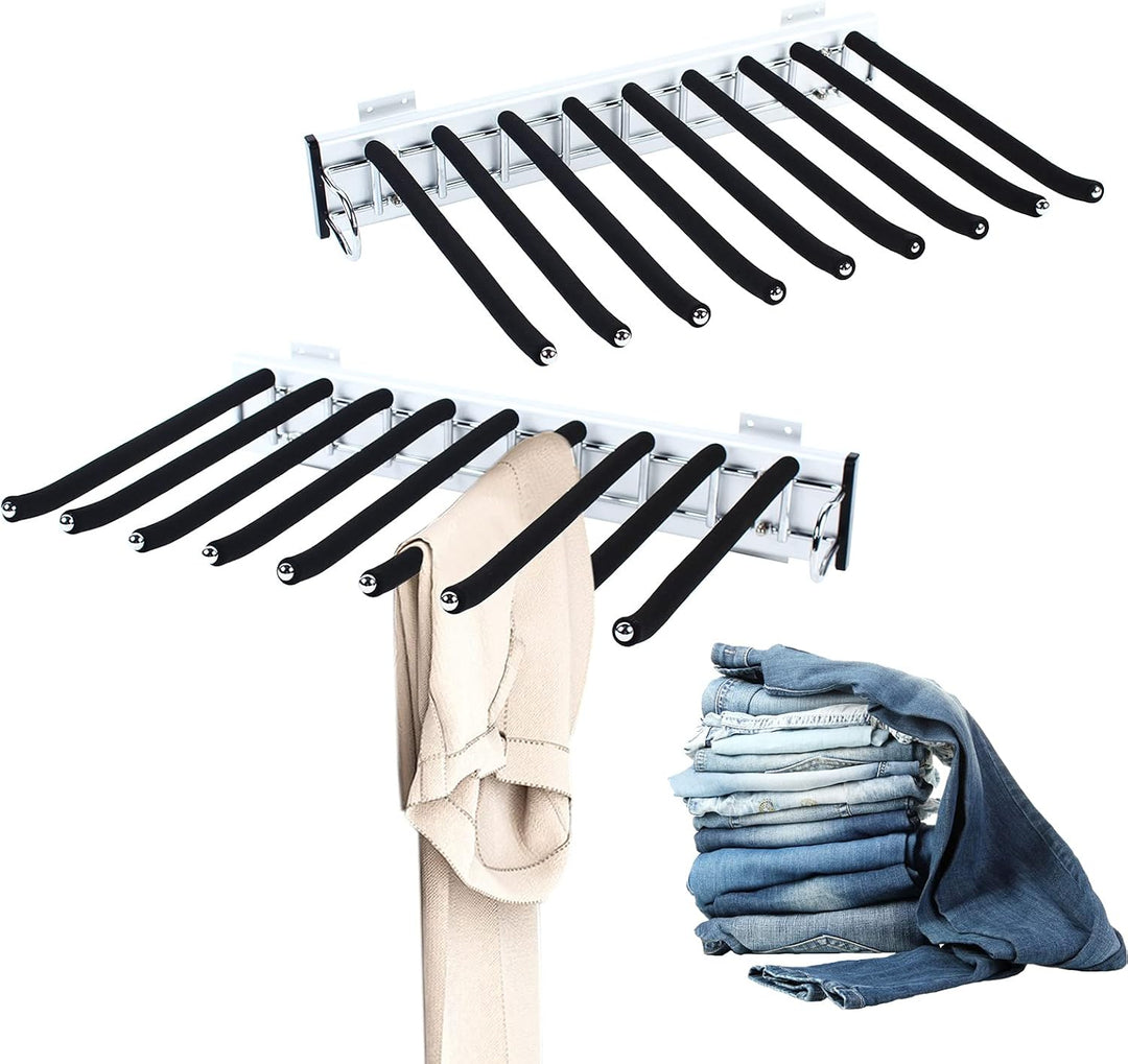 BJTDLLX Schrank Herausziehen Hosen-Rack Ausziehbar Hosenbügel Hose Kleiderbügel, 9 Schalhalter Kleid