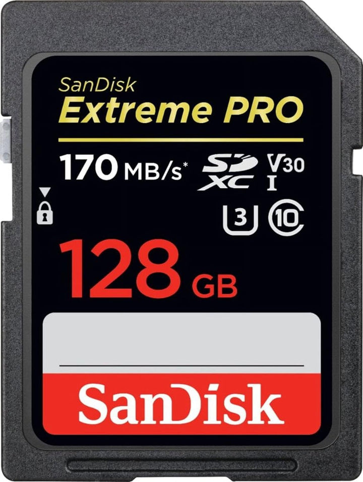 SanDisk Extreme PRO 128GB SDXC Memory Card up to 170MB/s, UHS-1, Class 10, U3, V30 128GB,1er Pack UH