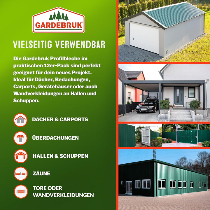 DEUBA® 12x Trapezblech 129cm x 46cm = 7m² verzinkt Profilblech Dachblech Wellblech Dachplatten Gerät