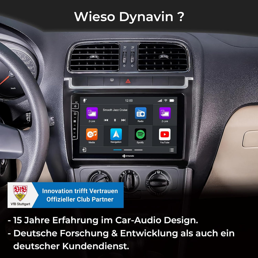 DYNAVIN Android Autoradio Navi für VW Polo 2009-2014, 9 Zoll OEM Radio mit Wireless Carplay und Andr