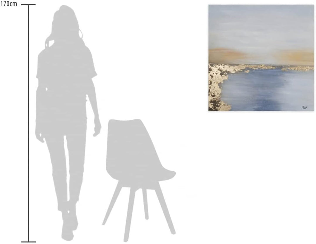 KunstLoft Leinwandbild | 100% HANDGEMALT | 80x80cm | Gemälde 'Verzauberter Horizont' | Abstrakt | Bl