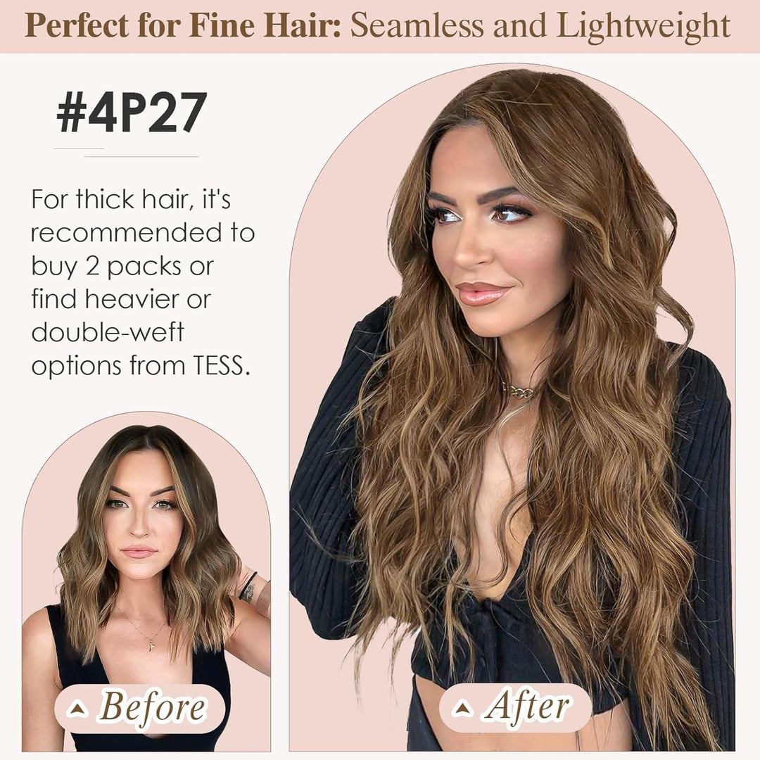 TESS Extensions Echthaar Clip in Ombre Remy Haar Extensions guenstig Haarverlängerung 18 Clips 8 Tre