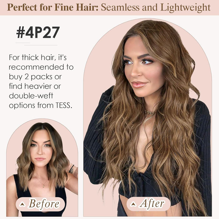 TESS Extensions Echthaar Clip in Ombre Remy Haar Extensions guenstig Haarverlängerung 18 Clips 8 Tre