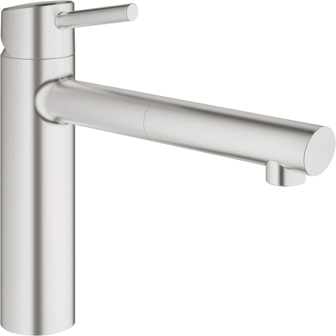 GROHE Concetto Küchenarmatur, mittelhoher Auslauf zum Herausziehen, Schwenkbereich 100°, SuperSteel