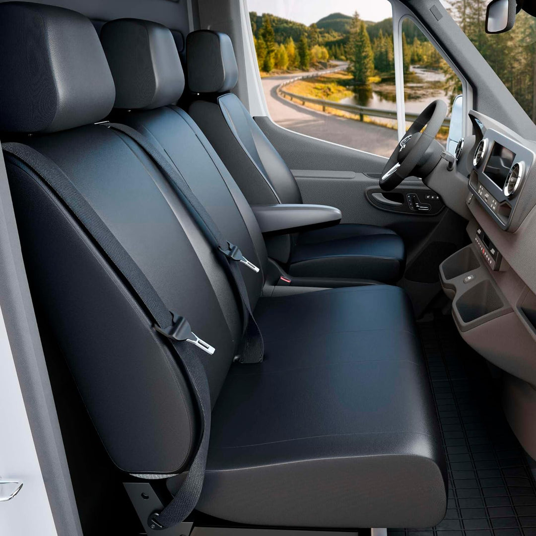 Walser Transporter Sitzbezüge Auto kompatibel mit Peugeot Partner, 2 Einzelsitze Armlehne innen, Aut