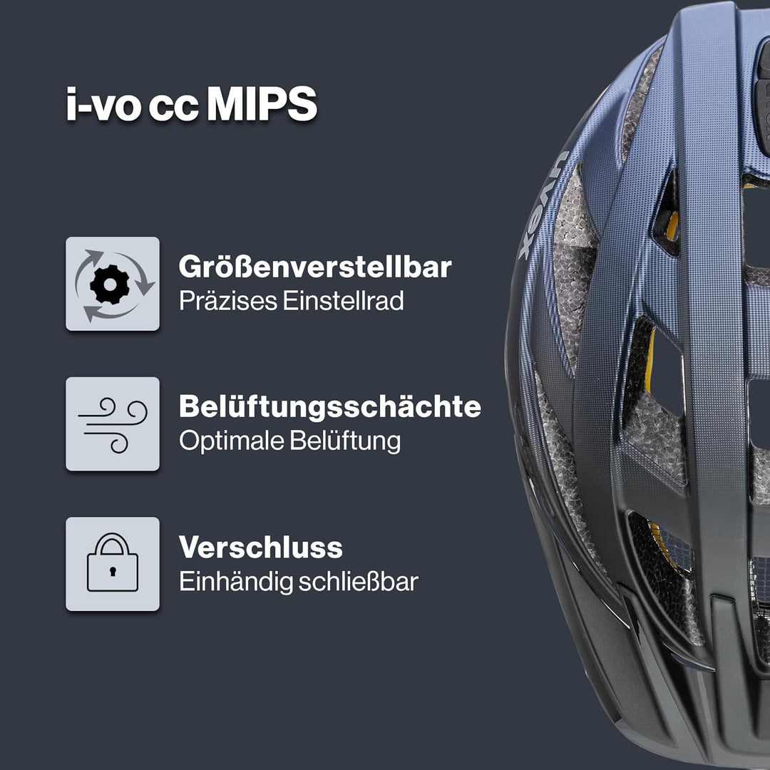uvex Unisex – Erwachsene i-vo cc MIPS Fahrradhelm, Midnight - Silver mat, 56-60 cm Single, Single