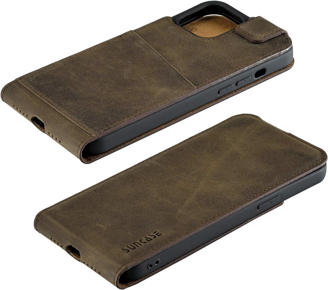 Suncase Original Flip-Style (Ultra-Slim) kompatibel mit iPhone 12 Pro Max (6.7") Hülle Ledertasche T