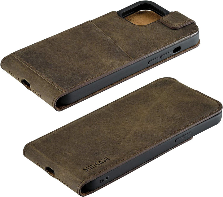 Suncase Original Flip-Style (Ultra-Slim) kompatibel mit iPhone 12 Pro Max (6.7") Hülle Ledertasche T