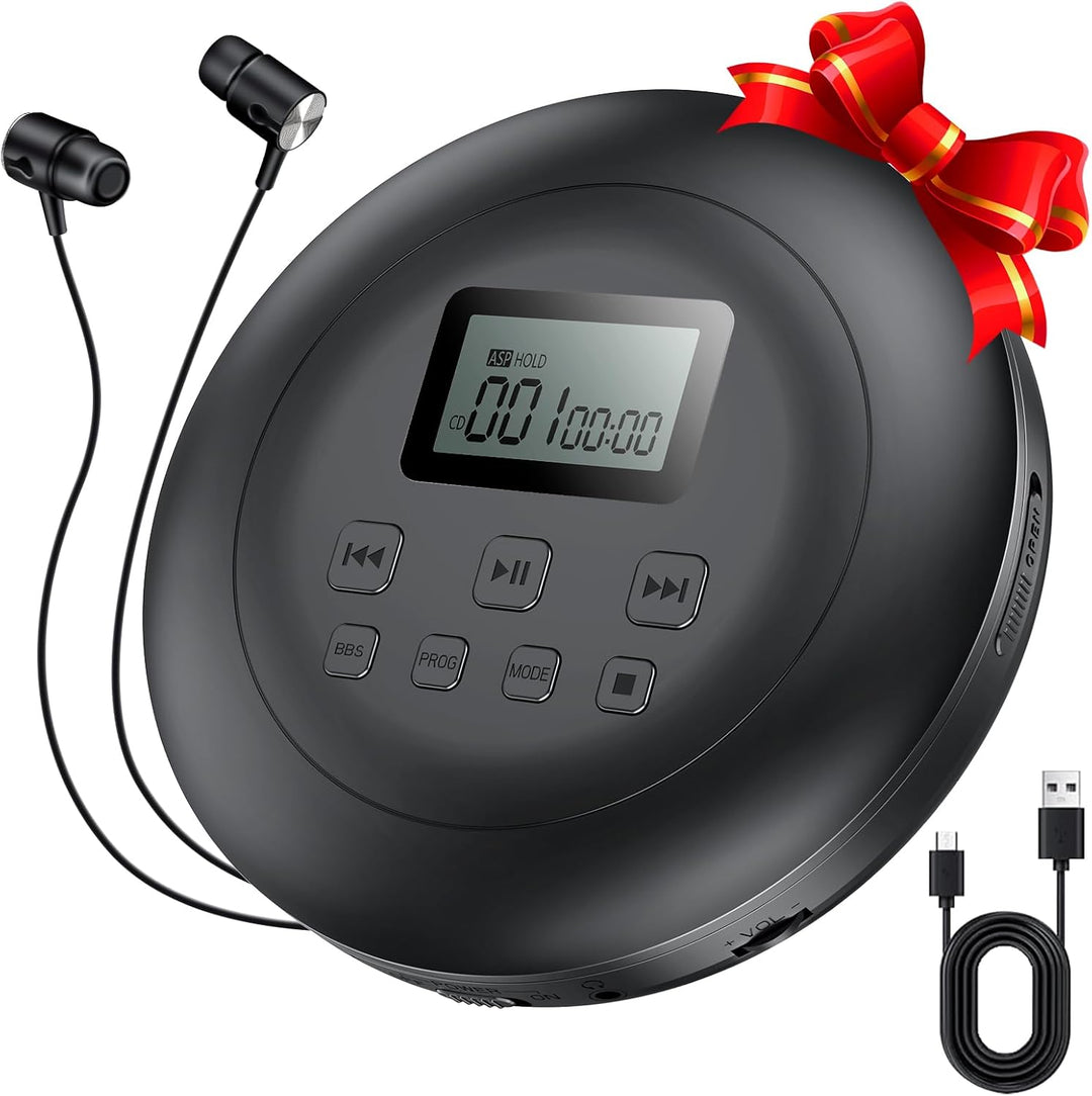 Gueray Tragbarer CD-Player CD Spieler Persönliche CD Player mit Kopfhörer LCD Display Anti-Skip Schu