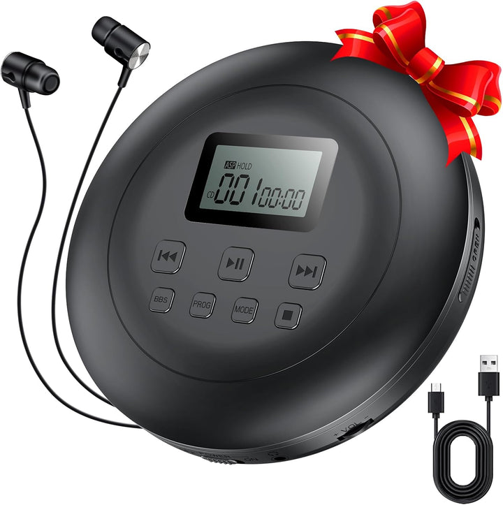 Gueray Tragbarer CD-Player CD Spieler Persönliche CD Player mit Kopfhörer LCD Display Anti-Skip Schu