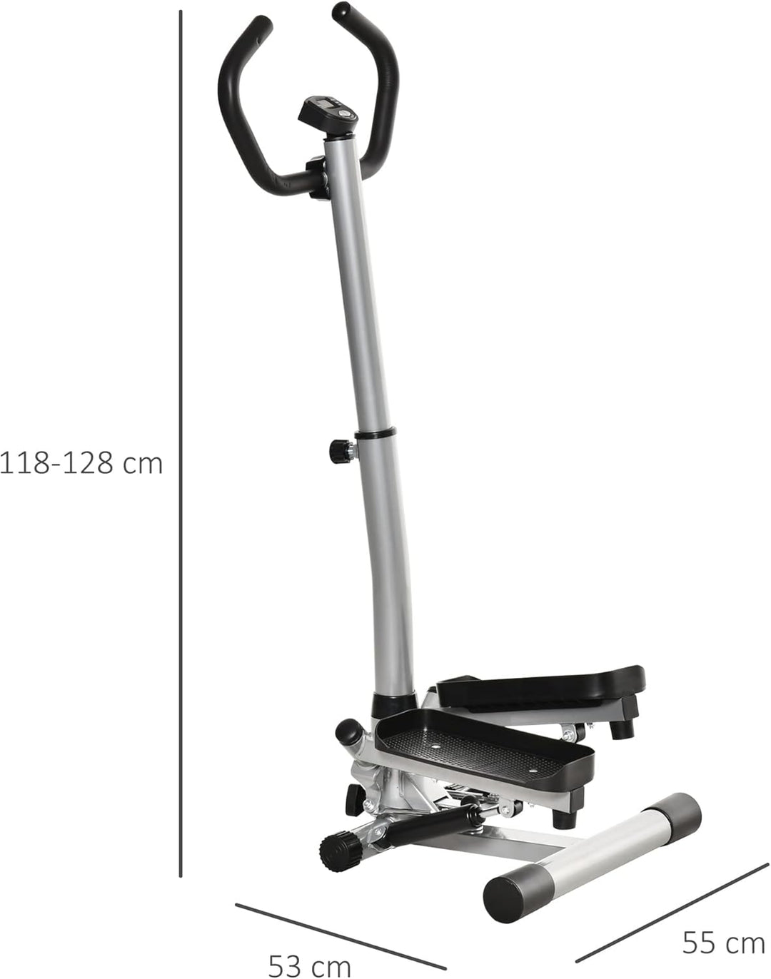 HOMCOM Stepper mit Handgriff Fitness Heimtrainer für Zuhause klein Fitnessgerät für Bein- und Po-Tra