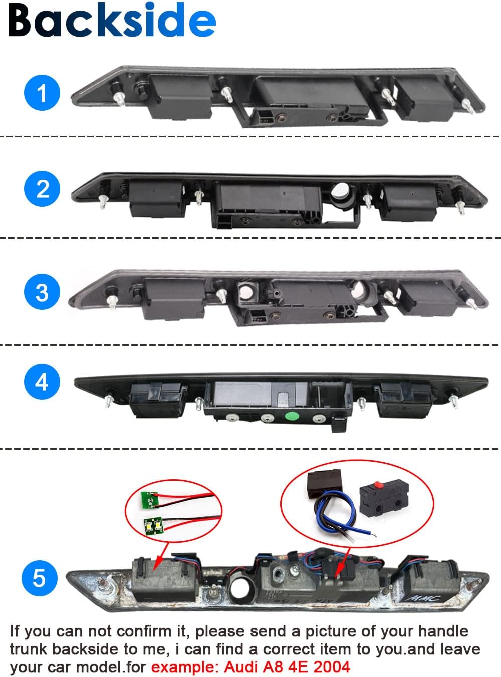 Auto Kofferraum Griff Rückfahrkamera Rückfahrkamera für Audi A3 A4 A6 Avant 8P1 8PA 8E2 B6 8EC B7 8E