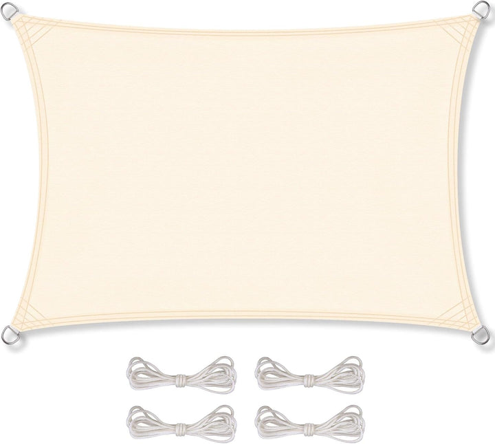 CelinaSun Sonnensegel PES Rechteck 2,5x3m Creme weiss UPF 50+ Premium Sonnenschutz inkl Befestigungs