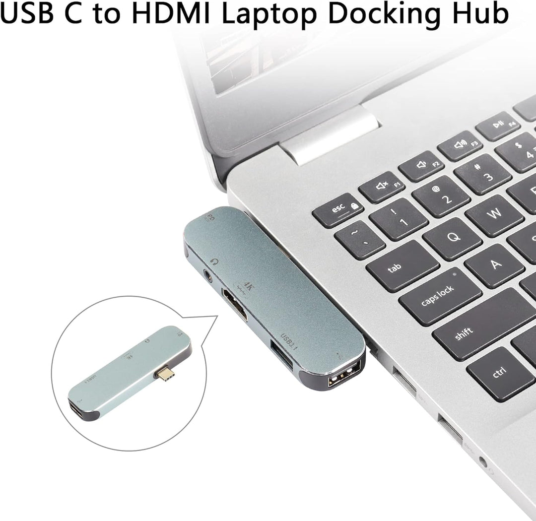 CERRXIAN USB-C-auf-HDMI-Laptop-Docking-Hub, 5-in-1-Typ-C-Adapter mit Dual-USB-, USB-C-Aufladung (PD)