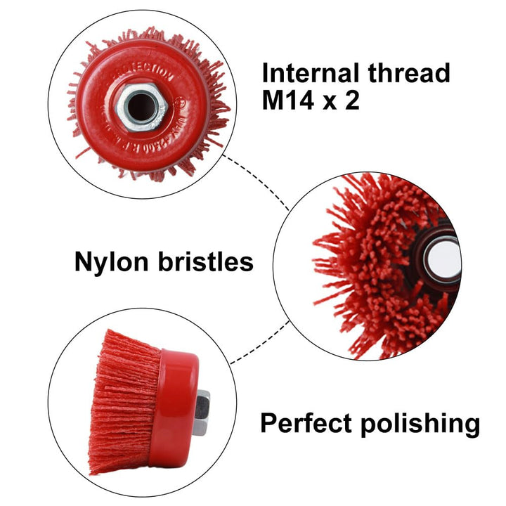 UTMACH 2 Stück Nylon Topfbürste Bohrmaschine Nylonbürste Winkelschleifer Bürste Nylon mit Innengewin