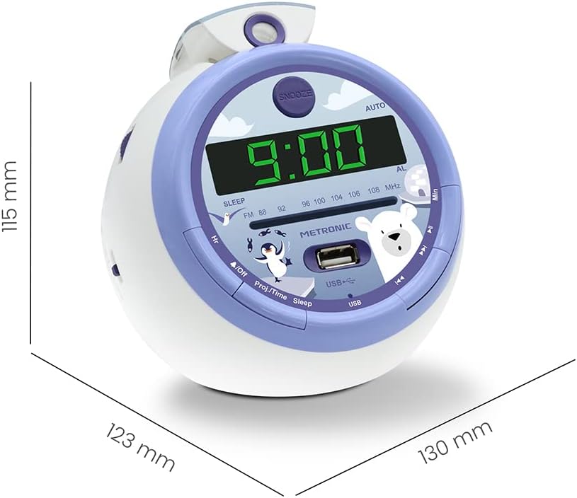 Metronic Iceberg 477344 Radiowecker FM USB Projektion Dual Alarm Lila Iceberg Lila, Iceberg Lila