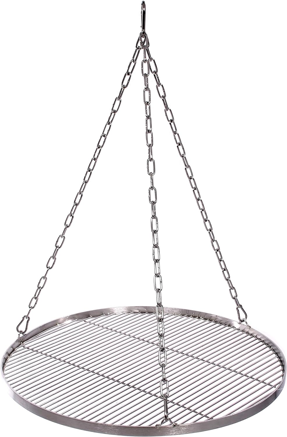 Grillrost 60 cm mit Kette Edelstahl für Schwenkgrill 3 Bein Grill Rost 10 mm Stababstand BBQ