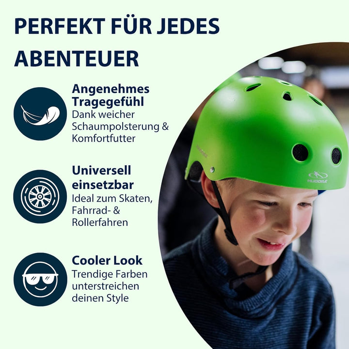 HUDORA 84103 - Skateboard-Helm, Scooter-Helm anthrazit, Gr. 51-55, Skate Helm, Fahrrad-Helm 56-60 Gr