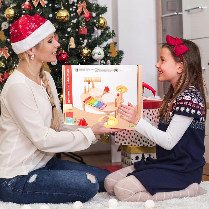 UCAMP Schlagzeug Kinder,Trommel Kinder 10-in-1 Musikinstrumente Kinder ab 1 2 3 Jahre mit Xylophon,H