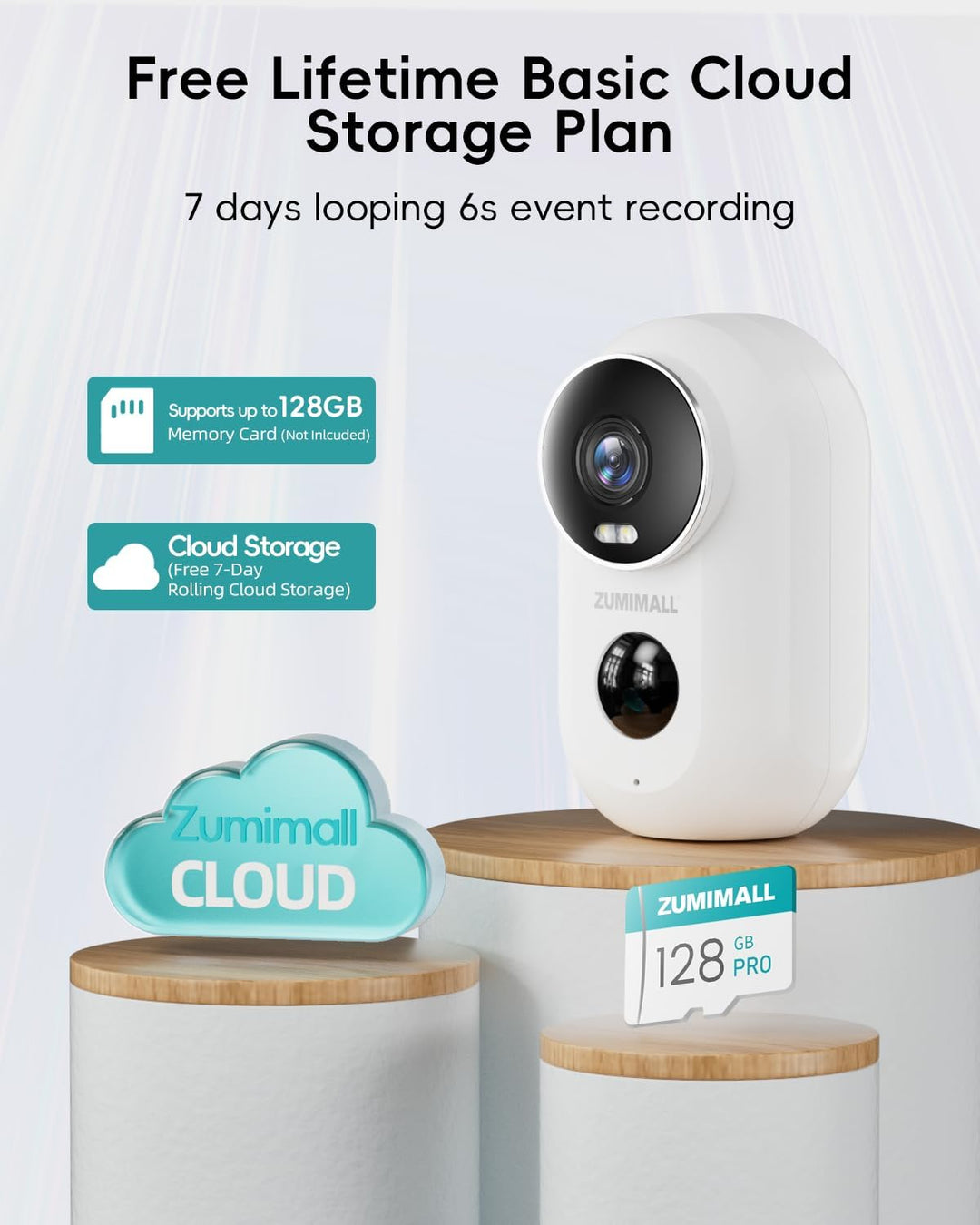 ZUMIMALL Überwachungskamera Aussen Akku, 2K Kabellose Outdoor WLAN IP Kamera mit PIR Bewegungsmelder