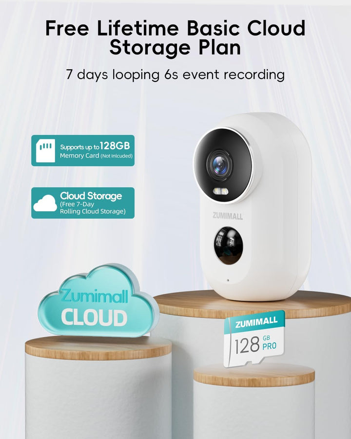 ZUMIMALL Überwachungskamera Aussen Akku, 2K Kabellose Outdoor WLAN IP Kamera mit PIR Bewegungsmelder