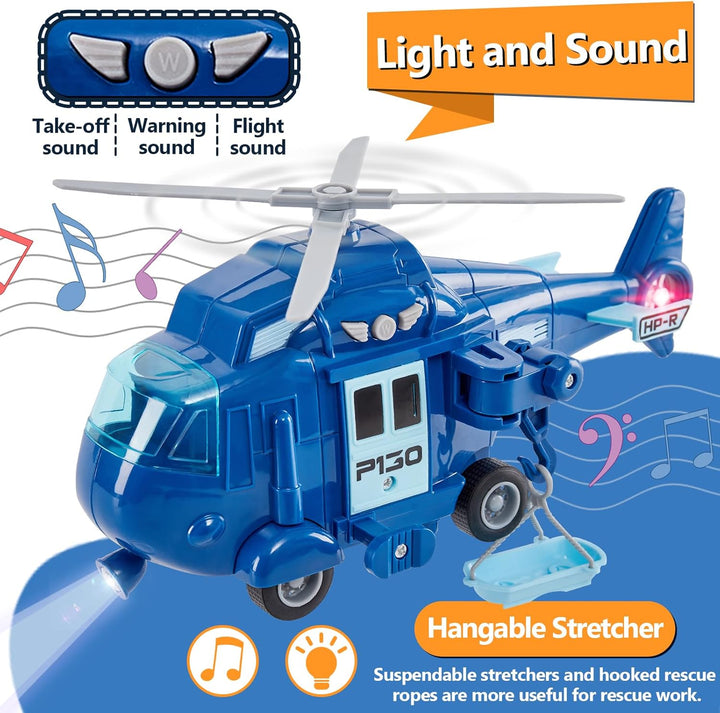 HERSITY Hubschrauber Spielzeug Kinder, Kinderspielzeug ab 3+ Jahre Jungen Polizei Helikopter mit Lic