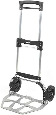 STIER Sackkarre klappbar, Aluminium Transportkarre, Belastbarkeit bis 120kg, Stapelkarre zum Transpo