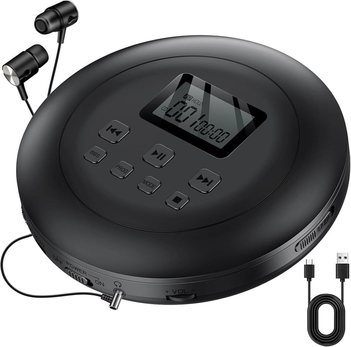 Gueray CD Player Tragbar CD Player Kinder CD Player HiFi Tragbarer CD Player Discman mit Kopfhörer L