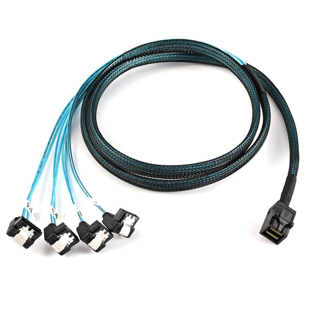 Cablecc Interner Mini-SAS-SFF-8643-Host auf abgewinkeltem 4-SATA-Zielfestplatten-6-Gbit/s-Datenserve