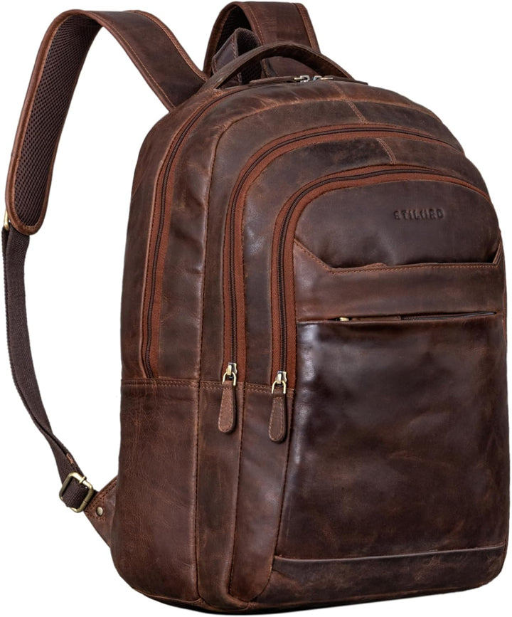 STILORD 'Keno' Leder Rucksack mit Laptopfach 15,6 Zoll Business Rucksack Herren und Damen Bürorucksa