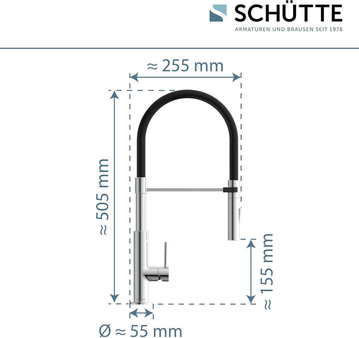 SCHÜTTE 79180 STILO Küchenarmatur mit ausziehbarer Brause, 360 Grad schwenkbarer Wasserhahn für die