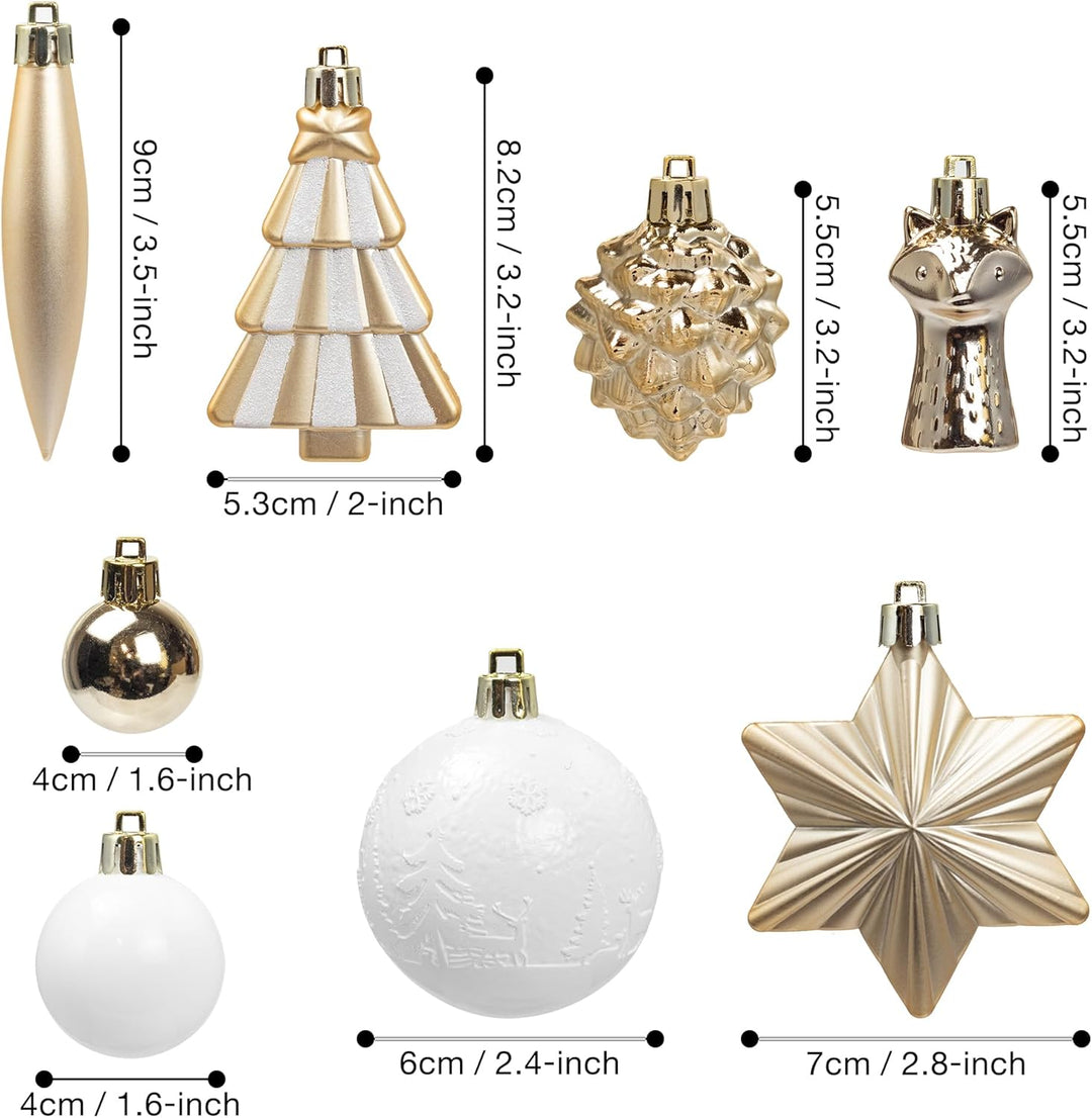 KI Store 72 Stuck Weihnachtskugeln Champagner Silber Set Kunststoff Weihnachtsschmuck Weihnachtsdeko