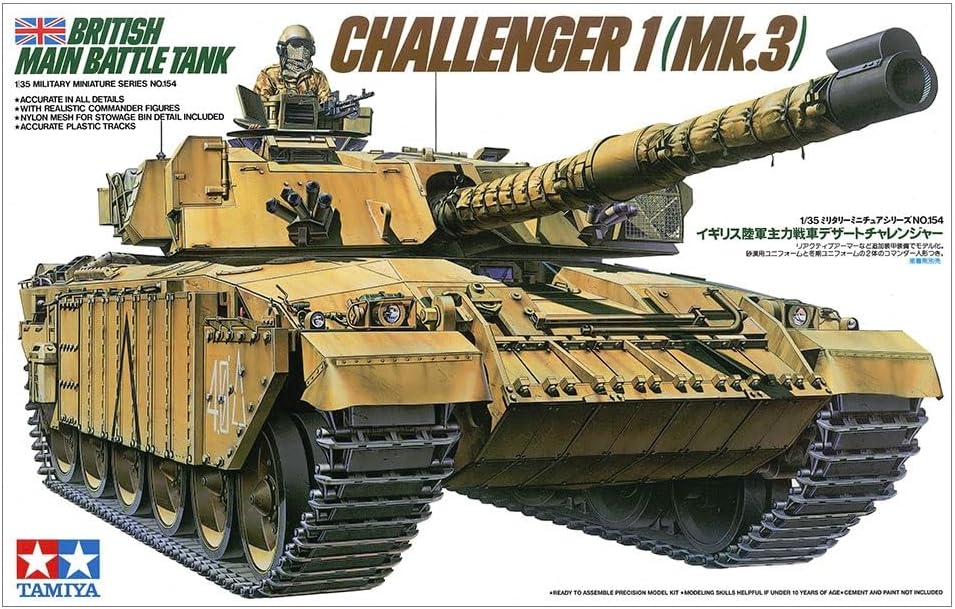 TAMIYA 300035154 300035154-1:35 Britische Kampfpanzer Challenger 1 Mk.III (2),originalgetreue Nachbi