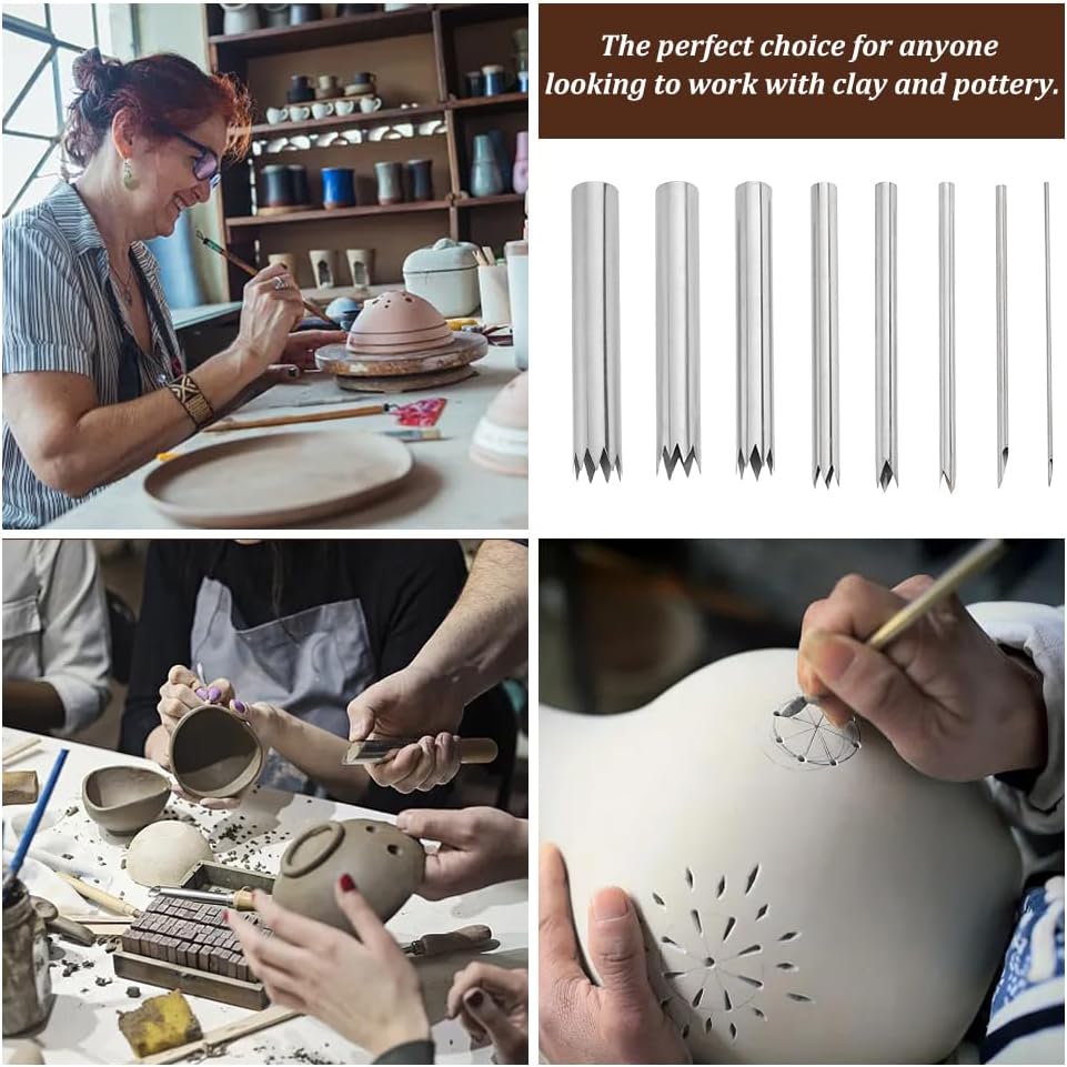 OLYCRAFT 8 Stück Ton Lochschneider Edelstahl Stanzer Töpfer Ton Skulptur Werkzeuge Skulptur Keramik
