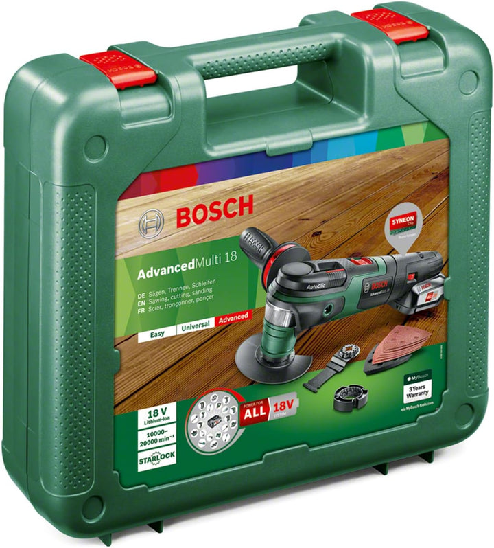 Bosch Akku Multifunktionswerkzeug AdvancedMulti 18 (1 Akku, 18 Volt System, im Koffer) Set | 1 Akku
