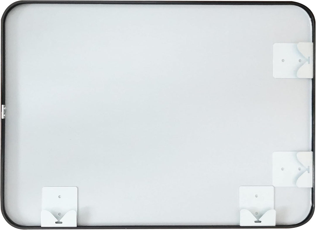 MIQU Badezimmerspiegel 80x60cm Badspiegel ohne Beleuchtung rechteckig Spiegel Schwarz Metallrahmen W