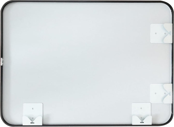 MIQU Badezimmerspiegel 80x60cm Badspiegel ohne Beleuchtung rechteckig Spiegel Schwarz Metallrahmen W