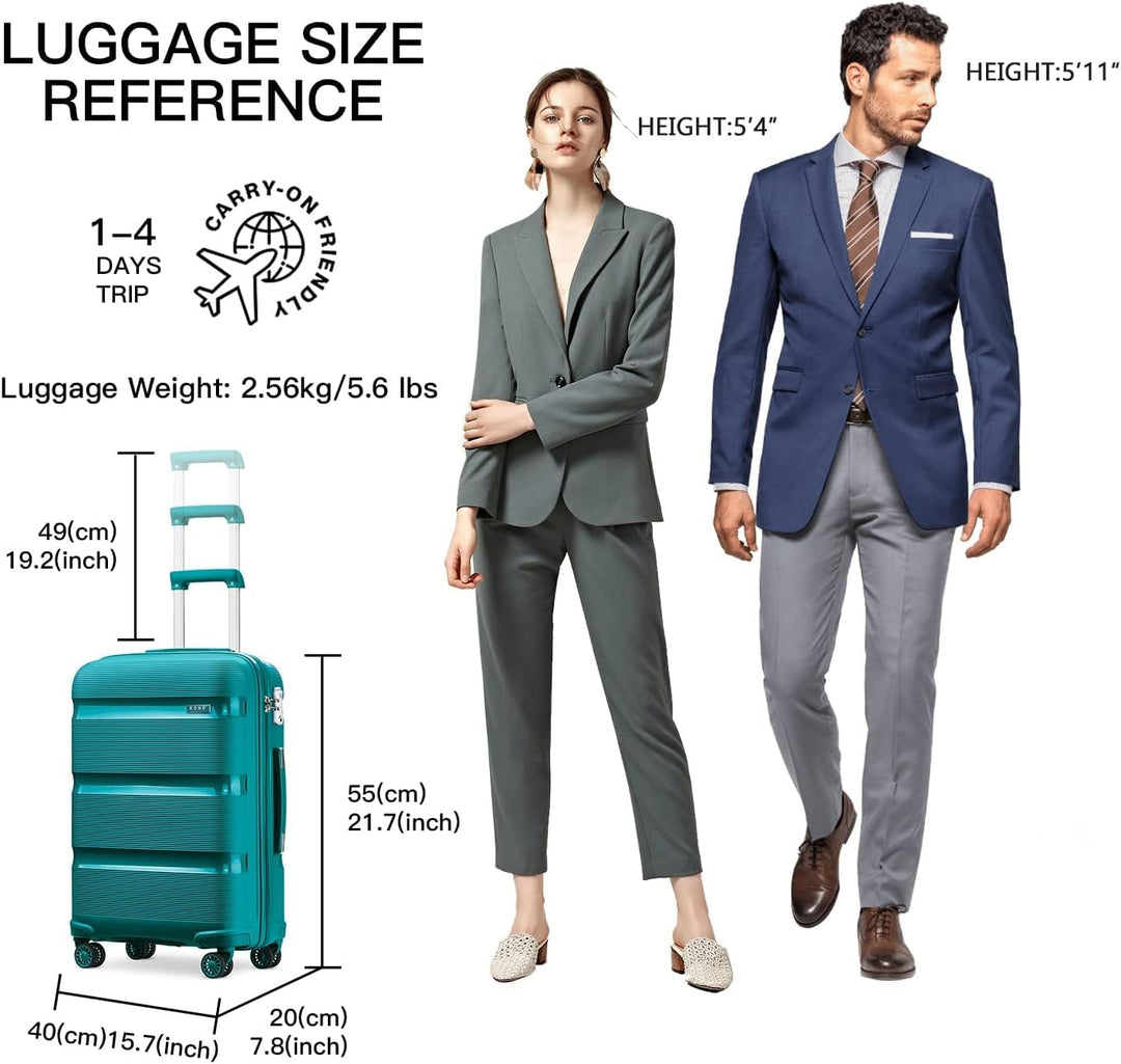 KONO Koffer Trolleys Reisekoffer mit TSA Schloss M (55cm Handgepäck) Türkis Grün, M (55cm Handgepäck