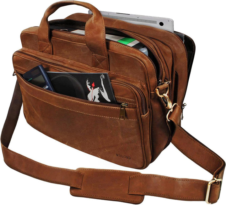 STILORD 'Leopold' XL Echtleder Aktentasche - der verbesserte Geheimtipp für Lehrerzimmer & Büro - Bu