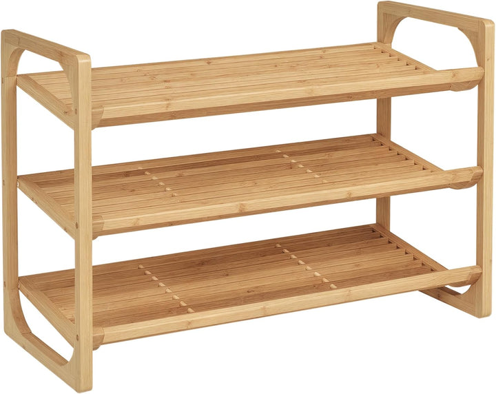 HOMCOM Schuhregal mit 3 Ebenen, Schuhständer mit Griff, Schuhablage für max. 9 Paar Schuhe, Schuh-Or