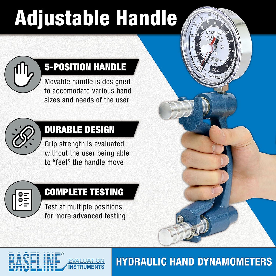 Baseline® Hydraulisches Handkraftmessgerät, Dynamometer HiRes™, Handkraftmessung bis 136 kg